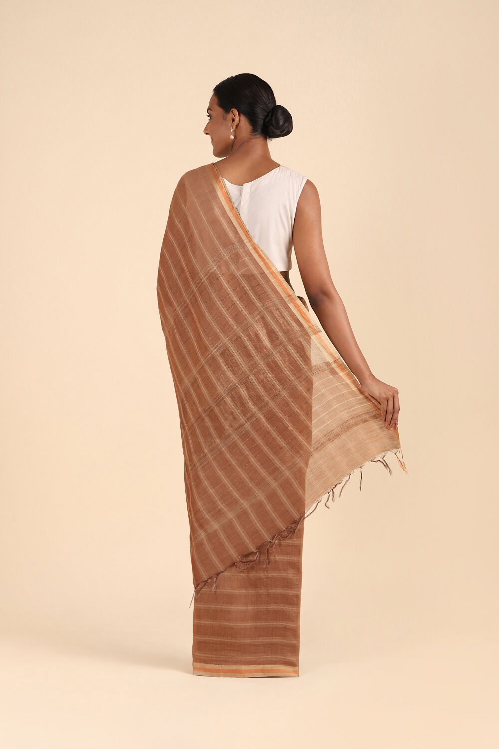 Brown Pure Tussar Silk Bhagalpuri Saree image number null
