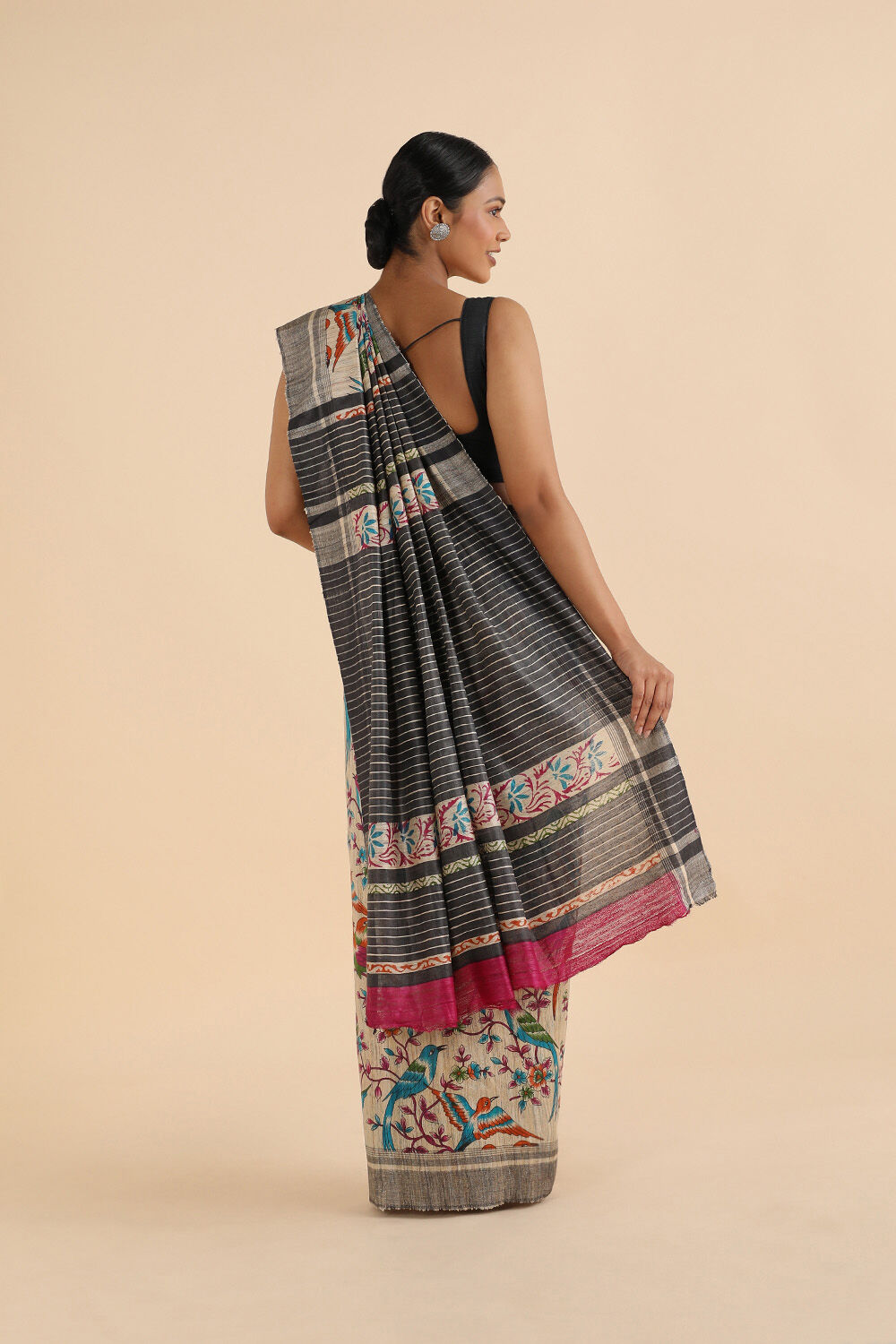 Beige Pure Tussar Printed Saree image number null