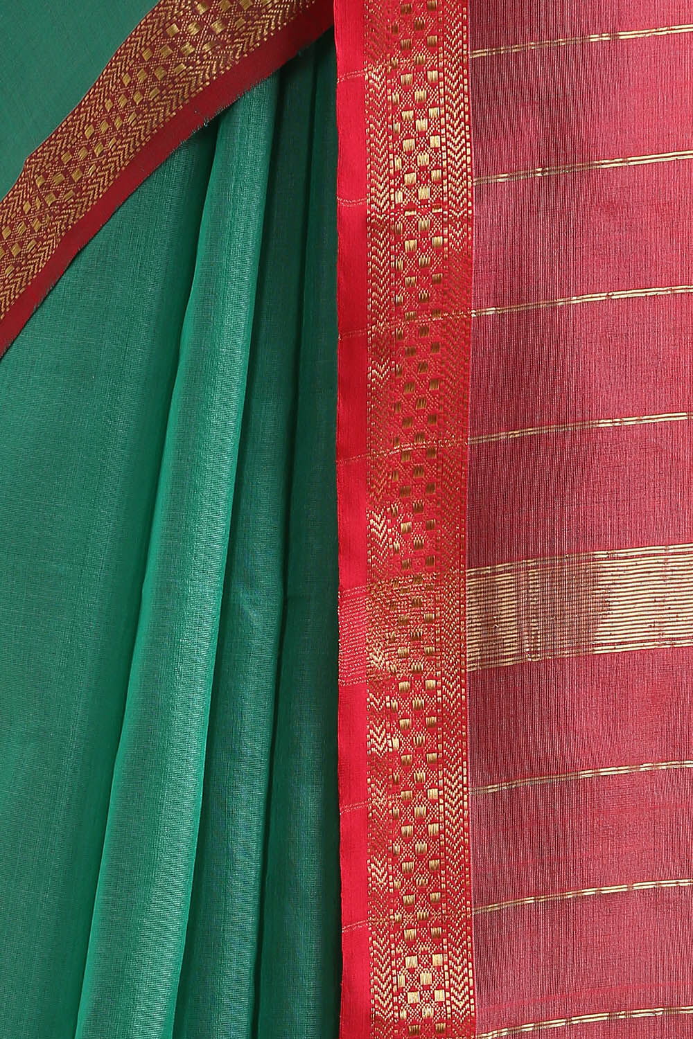 Green Pure Silk Cotton Maheswari Saree image number null