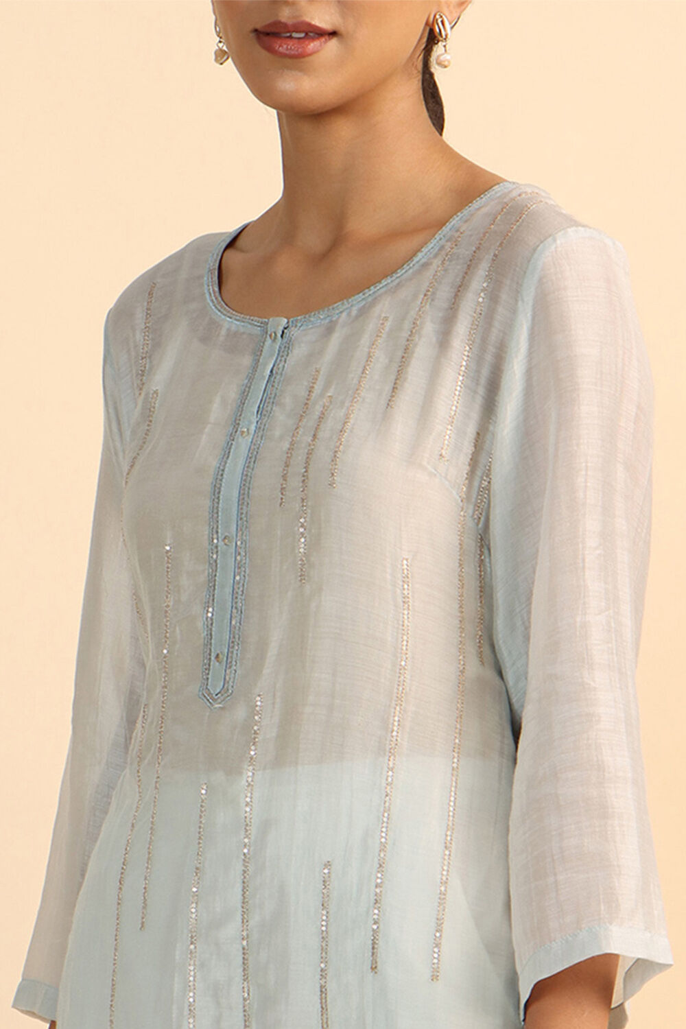 Grey Viscose Embroidered Kurta image number null