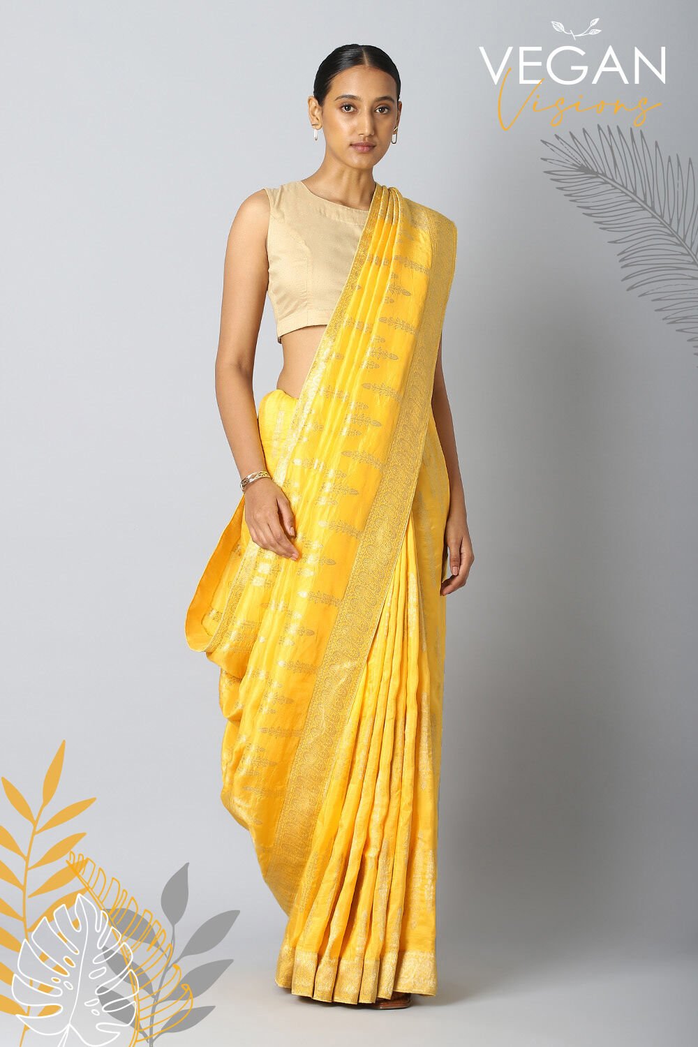 Sunrise Yellow Pure Luxe Vegan Saree image number null