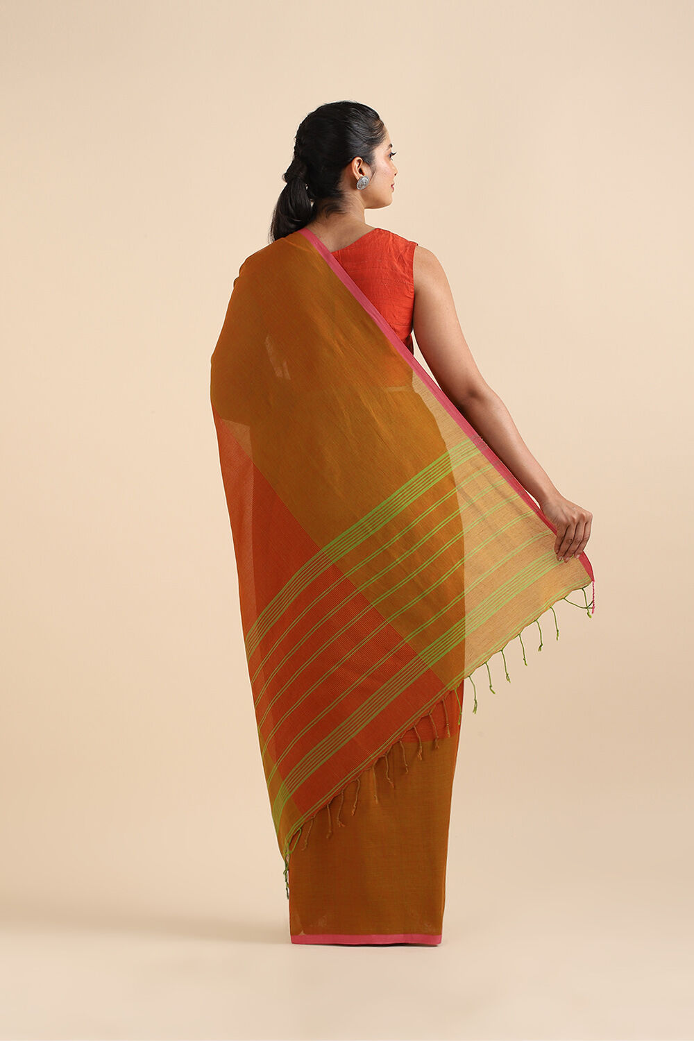 Green Pure Cotton Bengal Saree image number null
