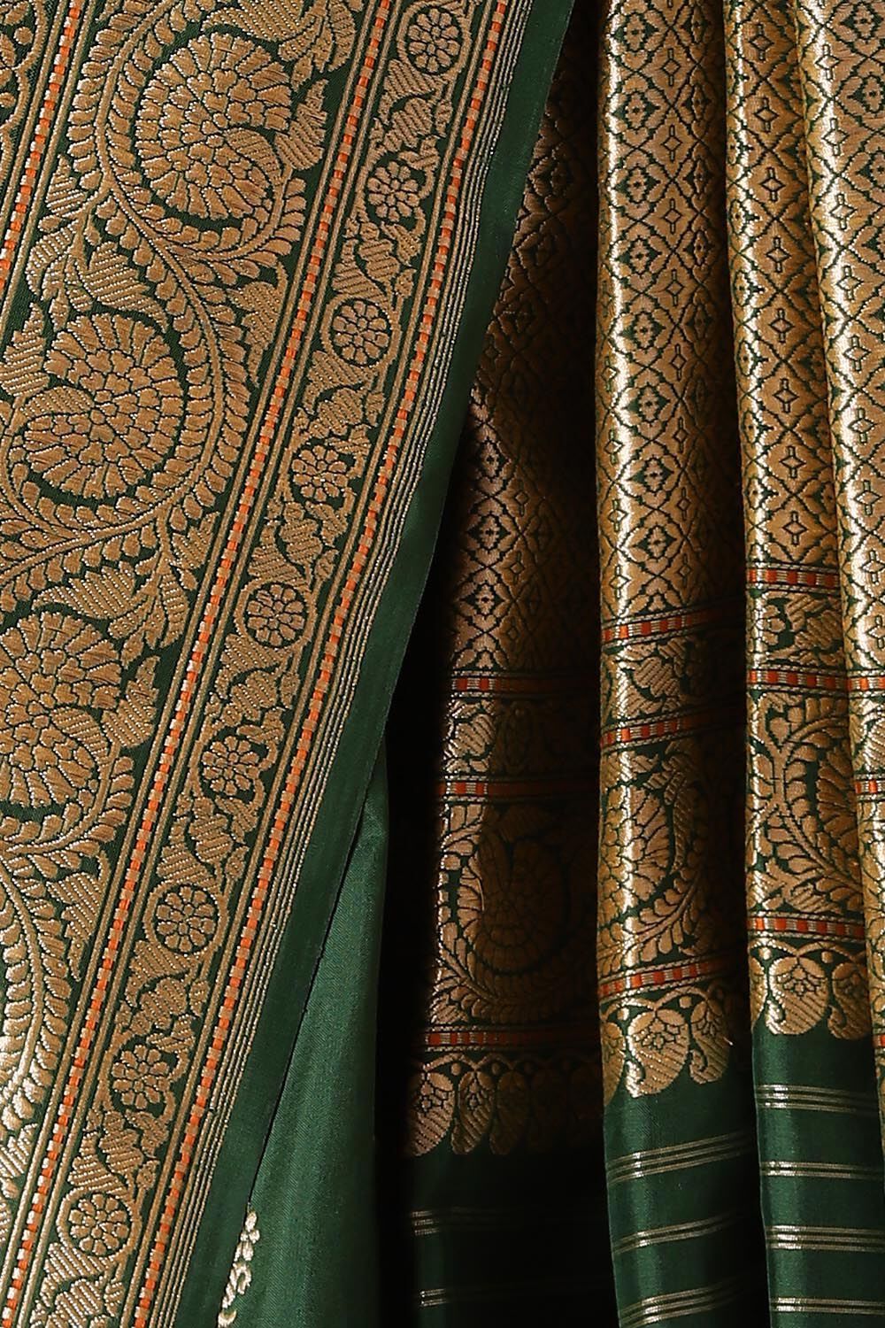 Dark Green Pure Silk Banarasi Saree image number null