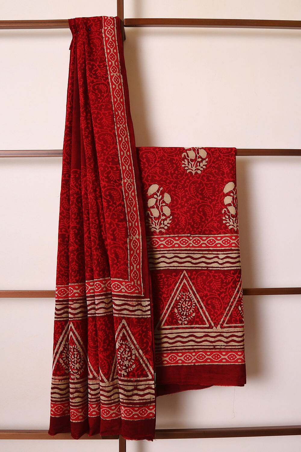 Dark Red Dabu Pure Cotton Suit Set image number null