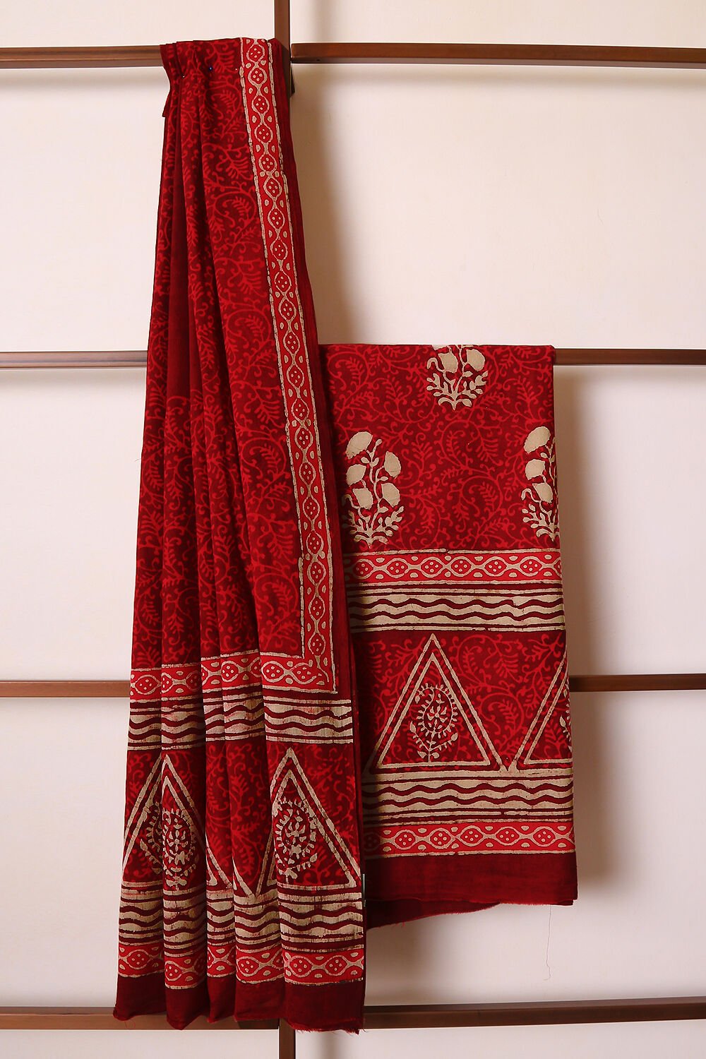 Dark Red Dabu Pure Cotton Suit Set image number null