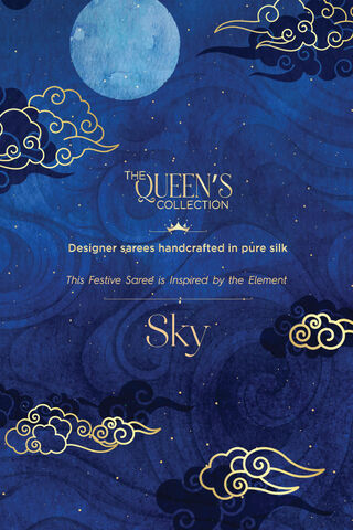 Blue Pure Silk Organza Hand Painted Saree thumbnail image number null