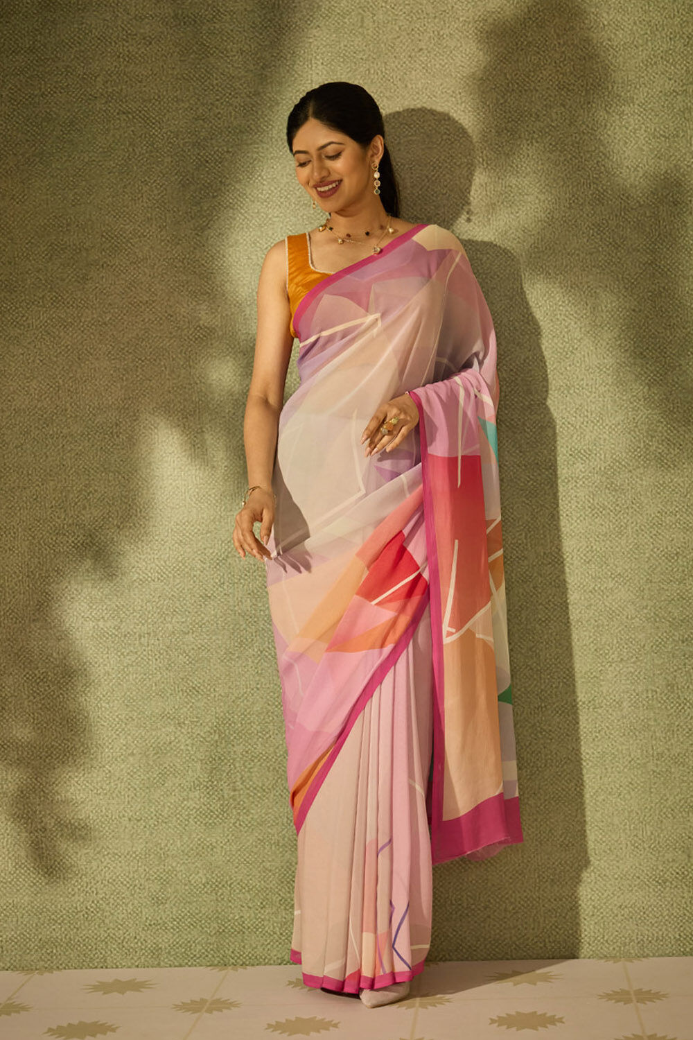 Multi Printed Viscose Georgette Saree image number null