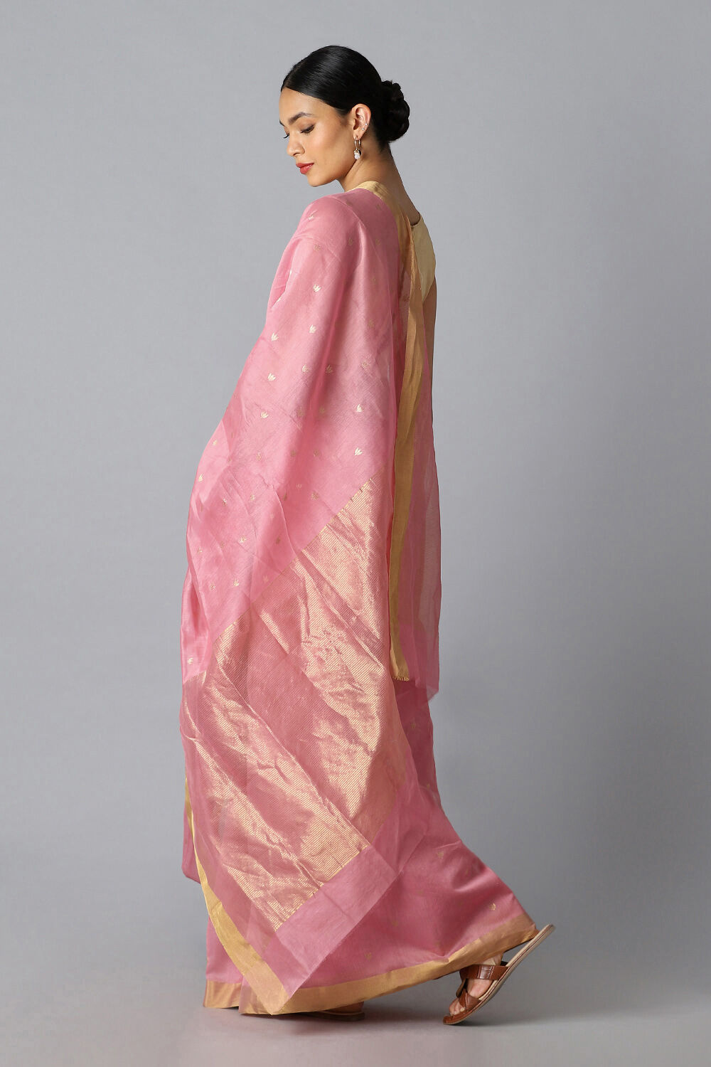 Pink Pure Silk Cotton Chanderi Saree image number null
