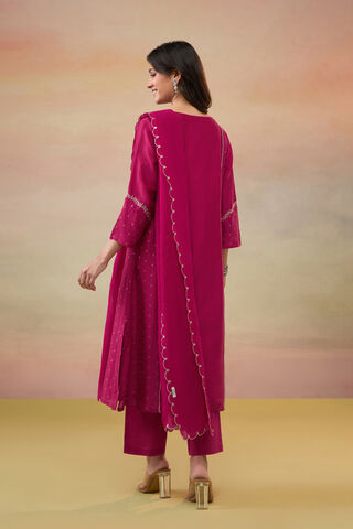 Dark Pink Pure Silk Cotton Embroidered Kurta Set thumbnail image number null