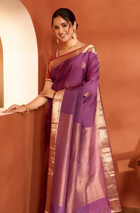 Violet Woven Apsara Silk Viscose Saree
