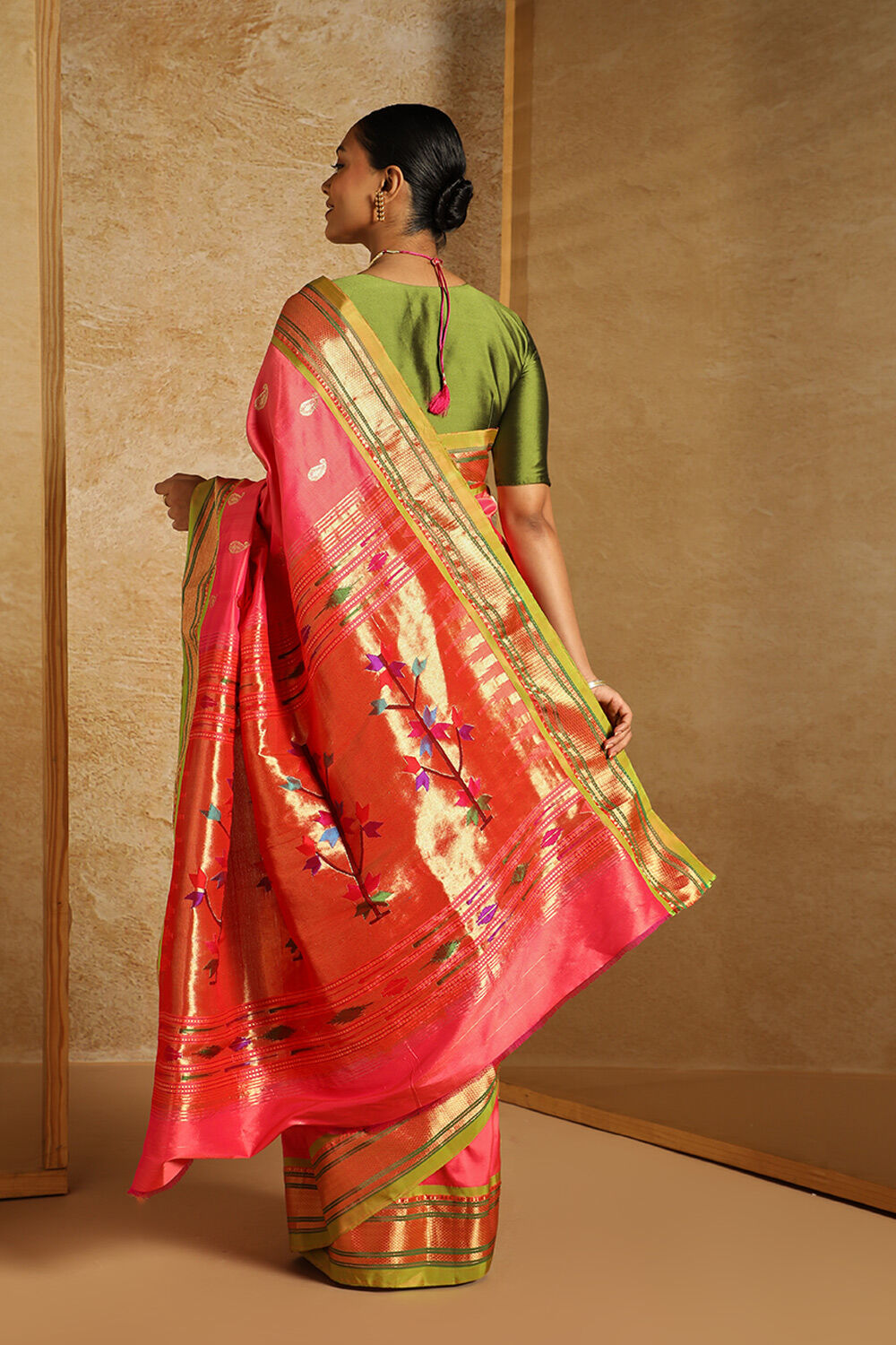 Pink Pure Silk Paithani Saree image number null