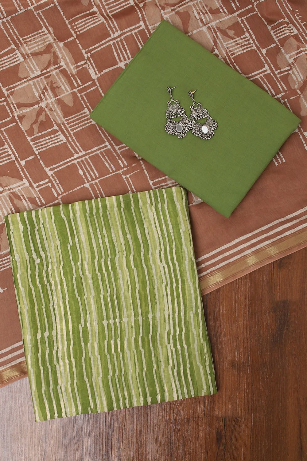 Green Rajasthan Block Printed Silk Cotton Suit image number null