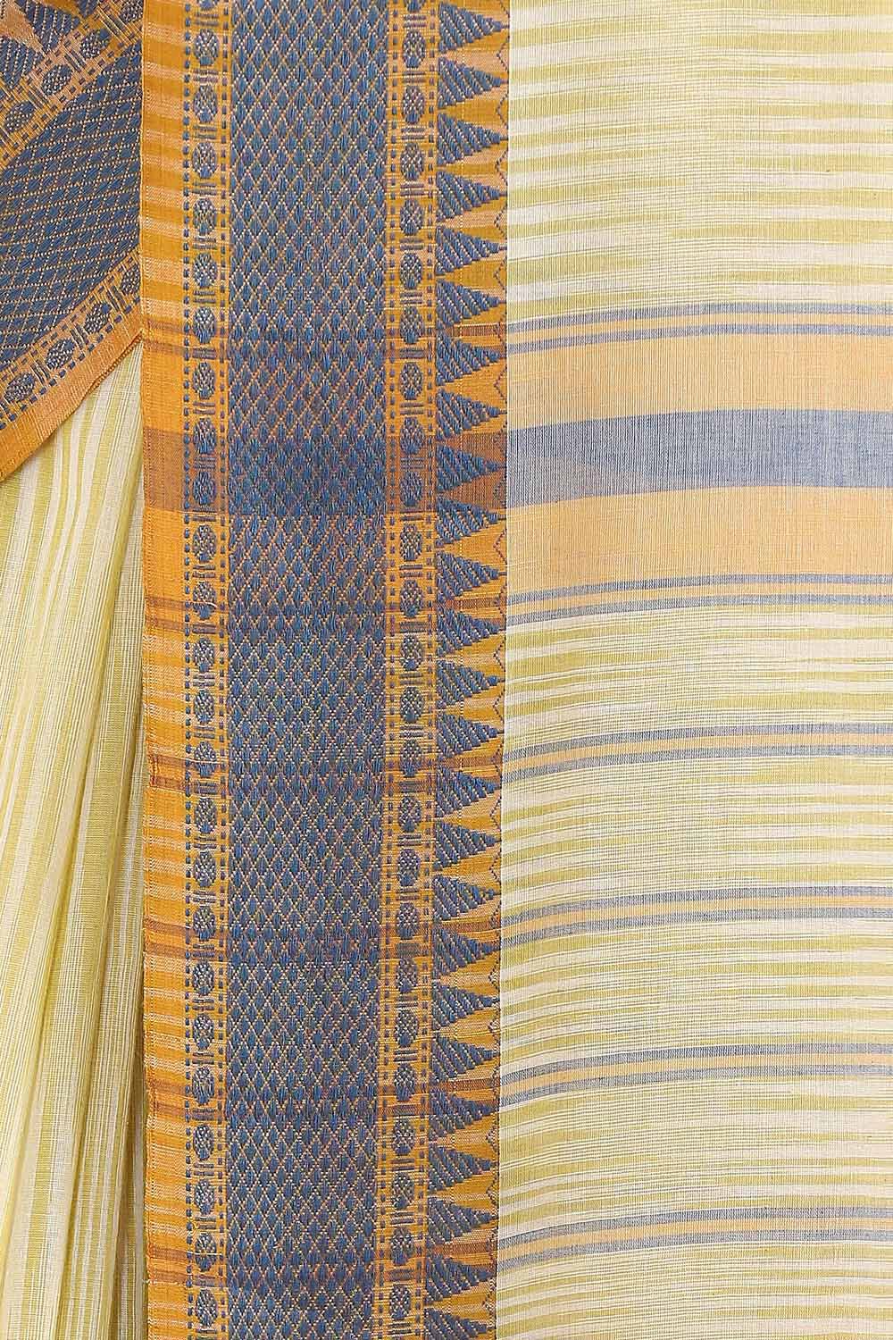Light Pure Yellow Cotton Bengal Saree image number null