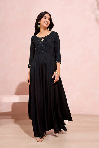 Black Viscose Embroidered Kurta thumbnail image number null