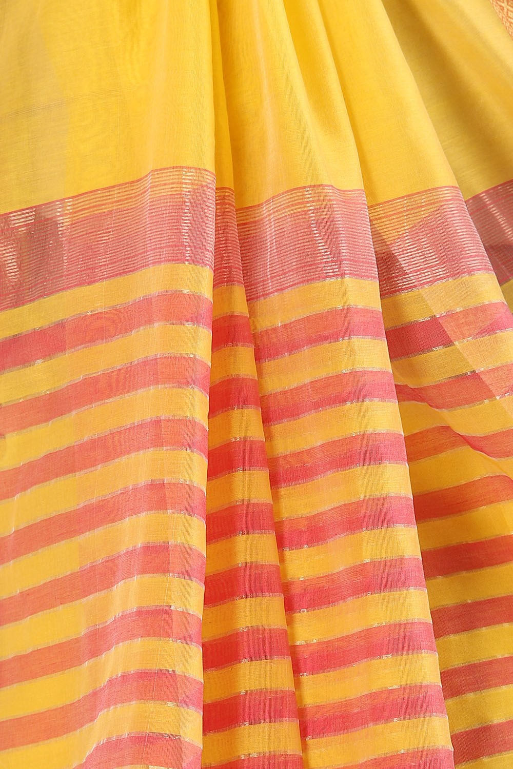 Yellow Pure Silk Cotton Maheswari Saree image number null