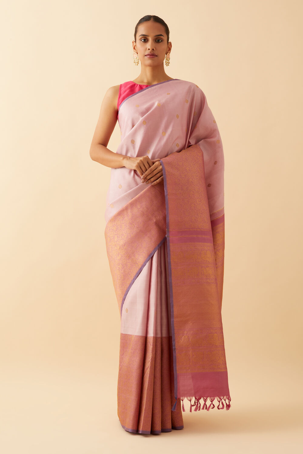 Light Pink Pure Silk Kanjivaram Saree image number null