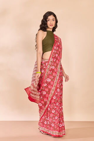Red Rajasthan Pure Cotton Printed Sanganeri Saree thumbnail image number null