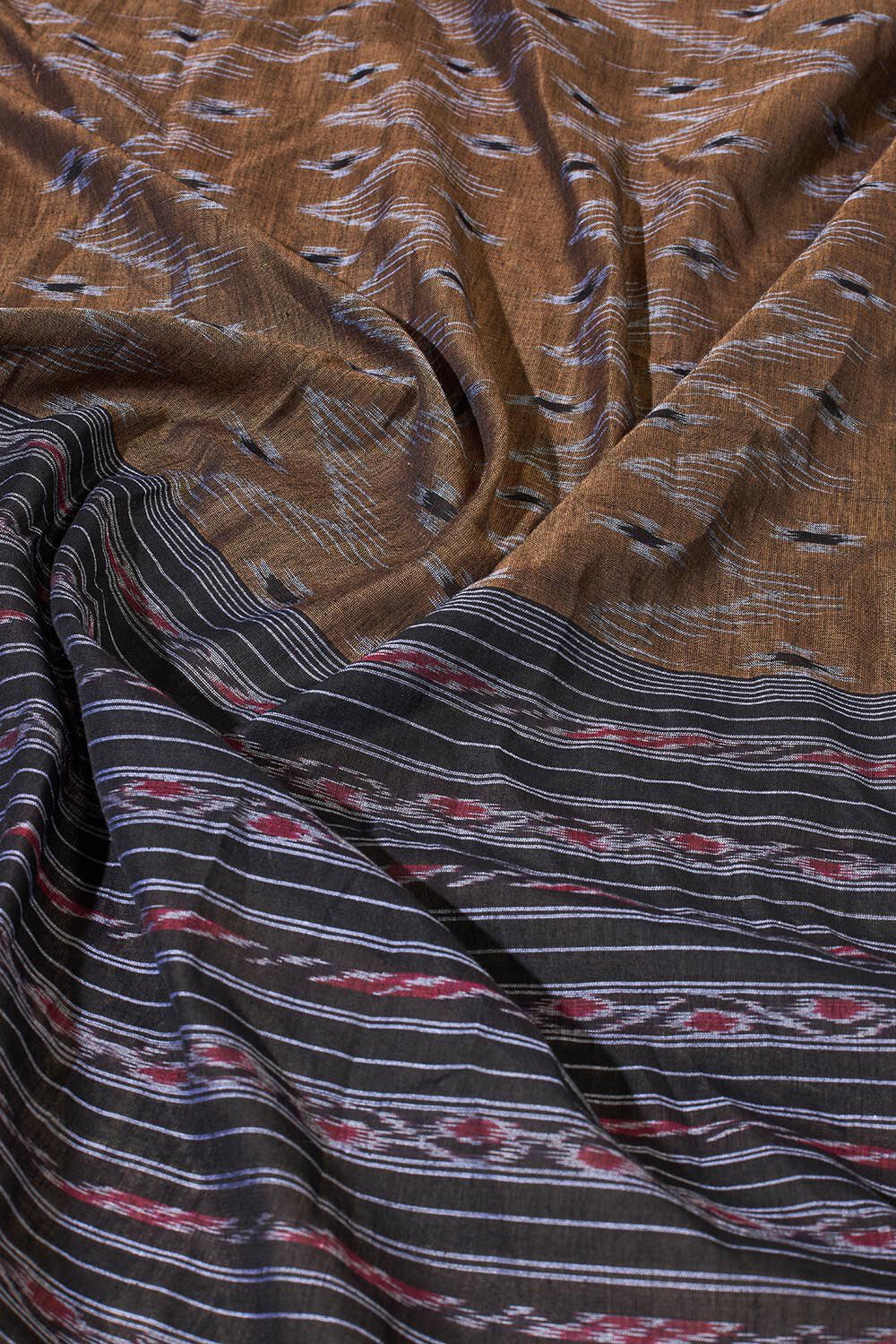 Brown Odisha Pure Cotton Ikat Saree image number null