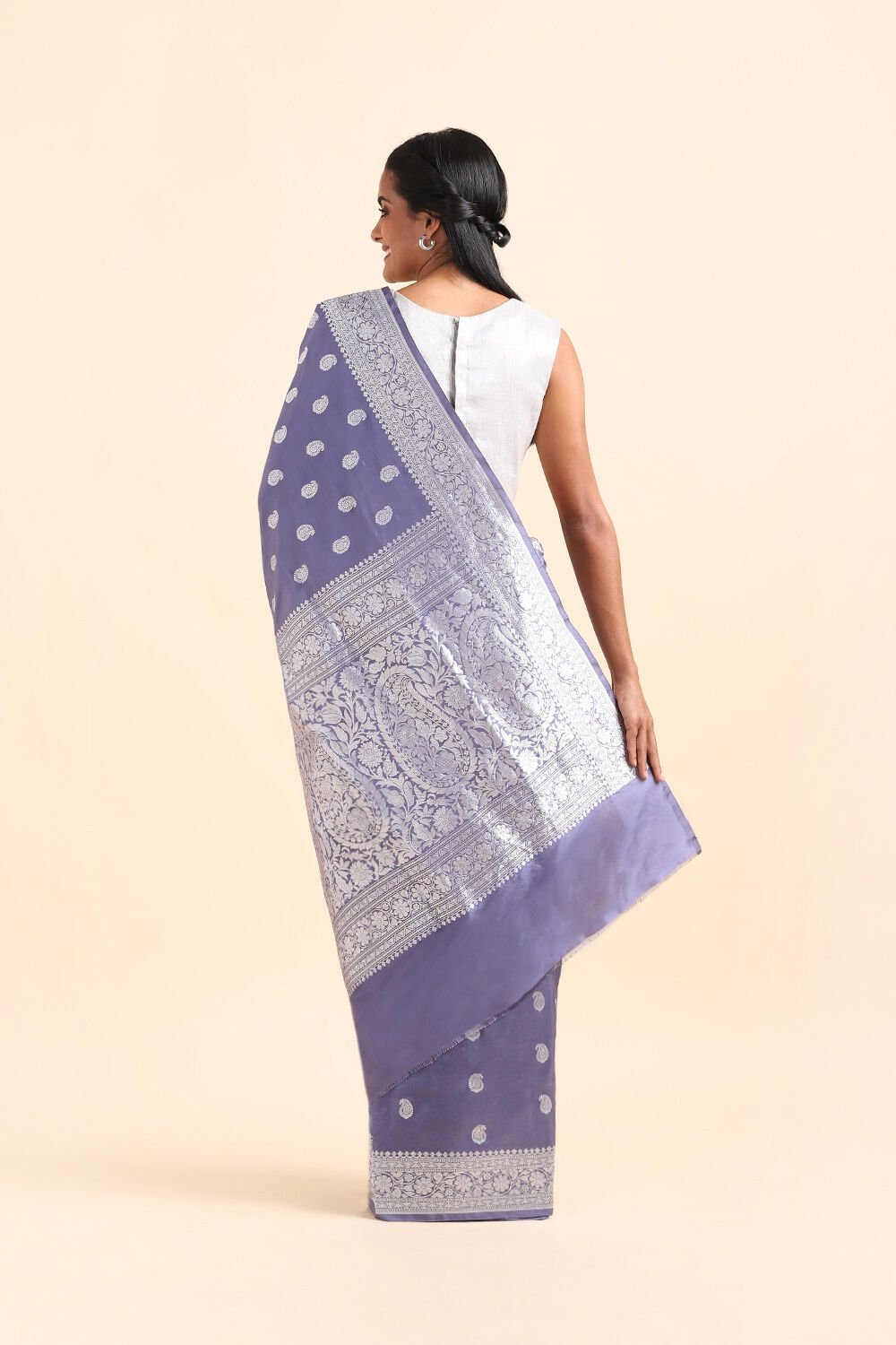 Grey Pure Silk Banarasi Saree image number null