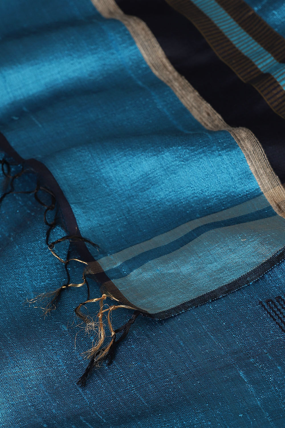Light Blue Pure Tussar Silk Bhagalpuri Saree image number null