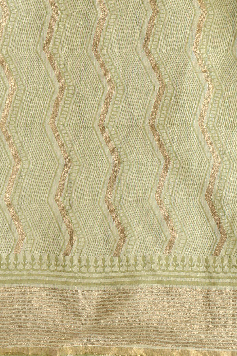 Green Silk Cotton Hand Printed Saree image number null