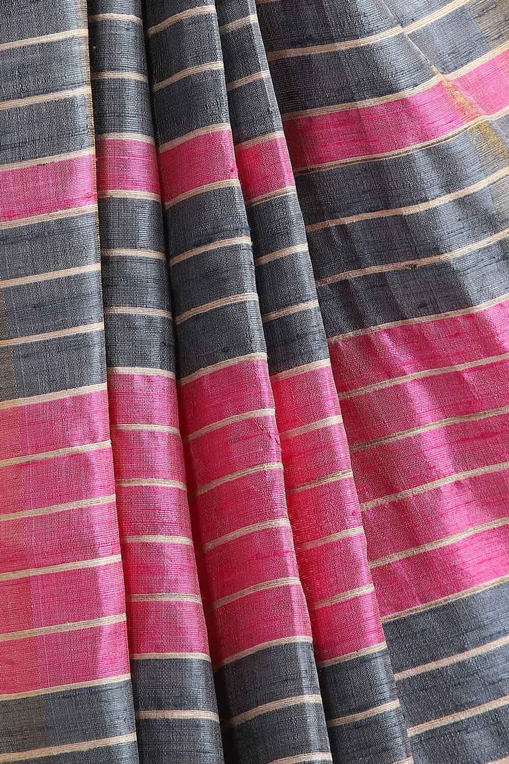 Violet Pure Tussar Silk Bhagalpuri Saree image number null