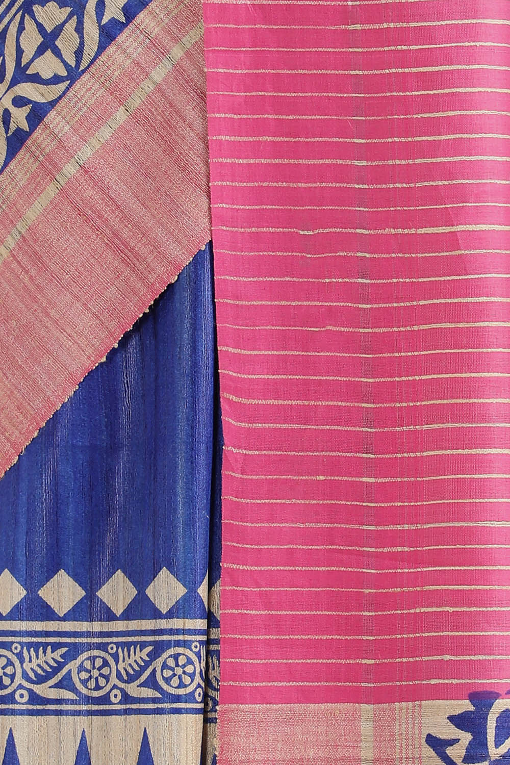 Blue Pure Tussar Silk Printed Saree image number null