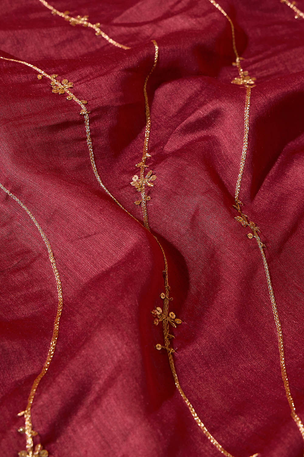 Dark Red Pure Silk Embroidered Saree image number null