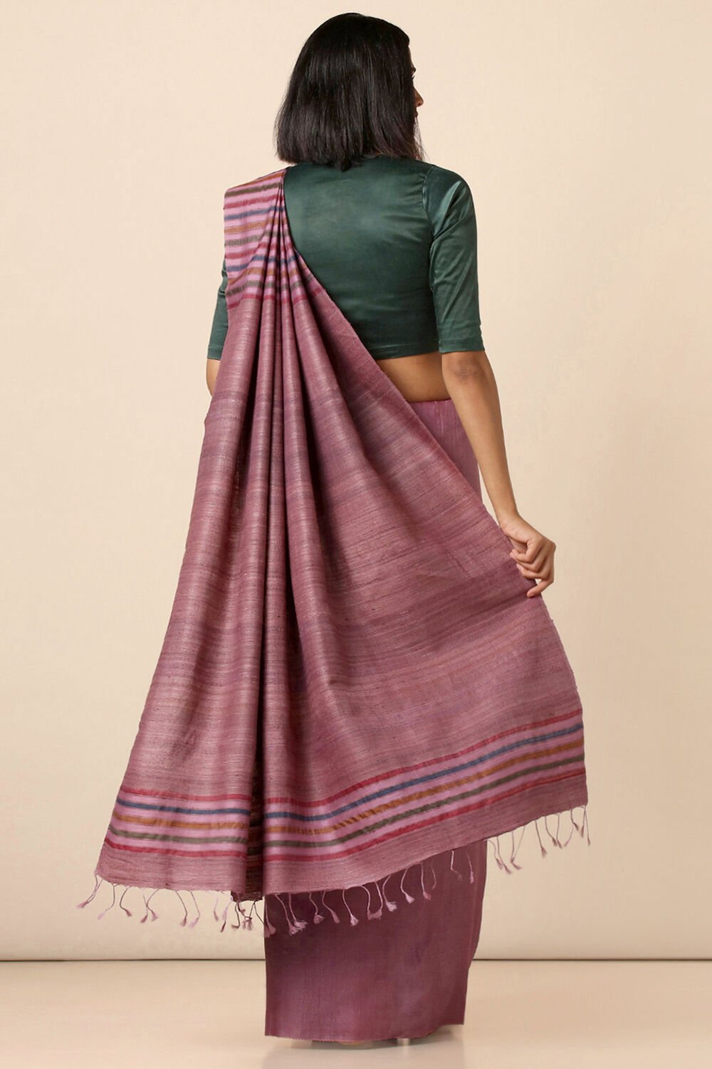 Light Pure Pink Tussar Woven Saree image number null
