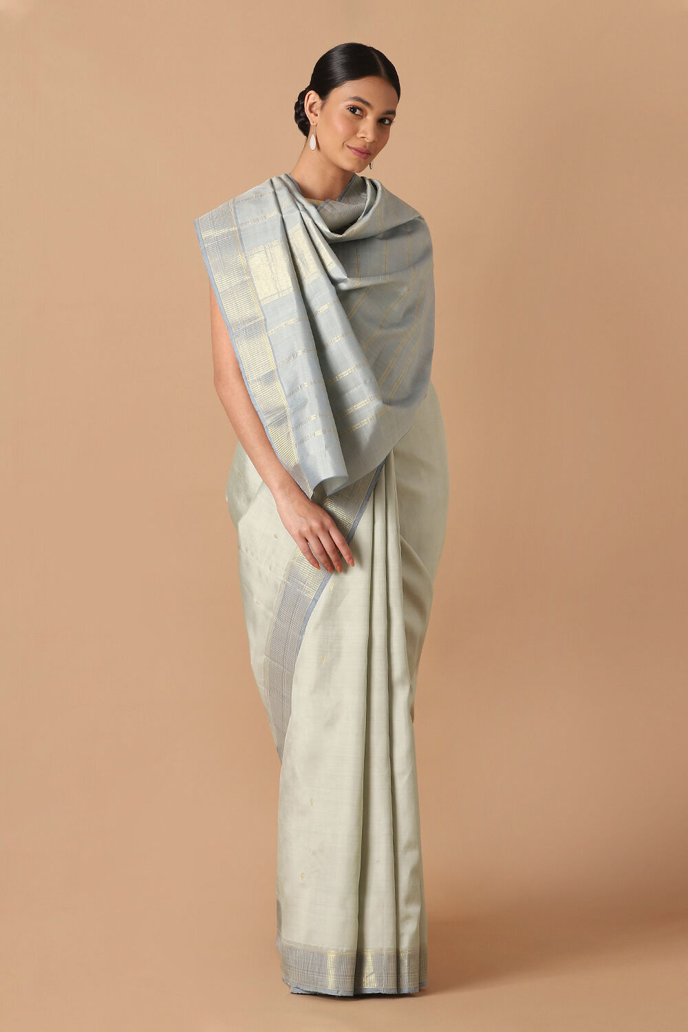 Grey Pure Silk Kanjivaram Saree image number null