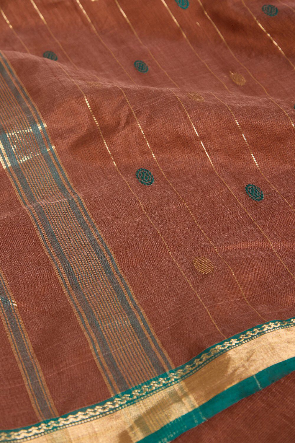 Brown Woven Pure Silk Cotton Chanderi Saree image number null