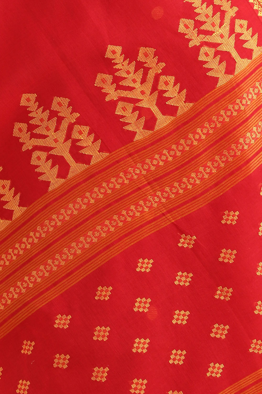 Red Pure Cotton Jamdani Saree image number null