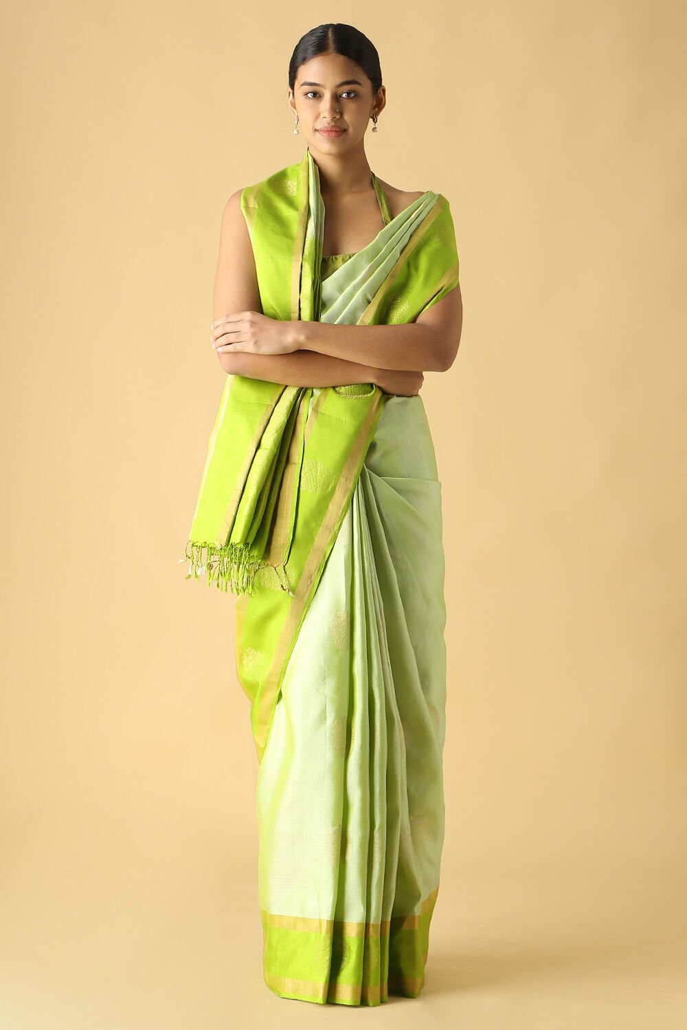Light Green Pure Silk South Saree image number null