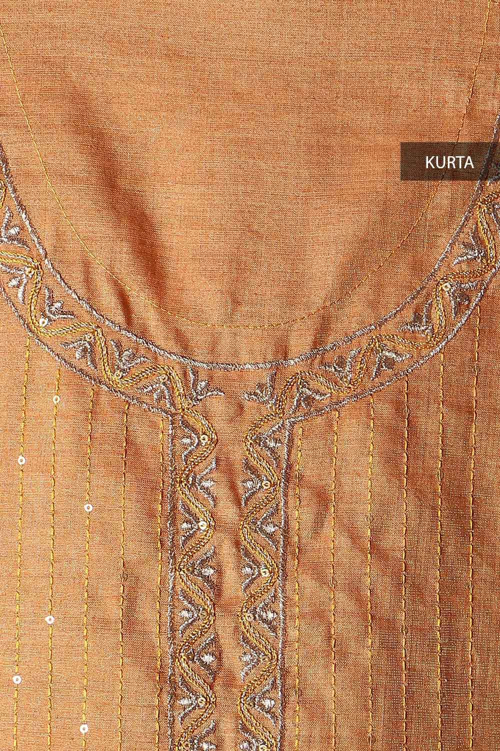Yellow Tissue Embroiderd Unstitched Suit Set image number null