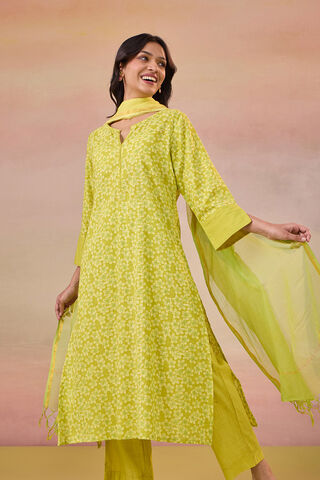 Light Green Screen Printed Pure Cotton Kurta Set thumbnail image number null