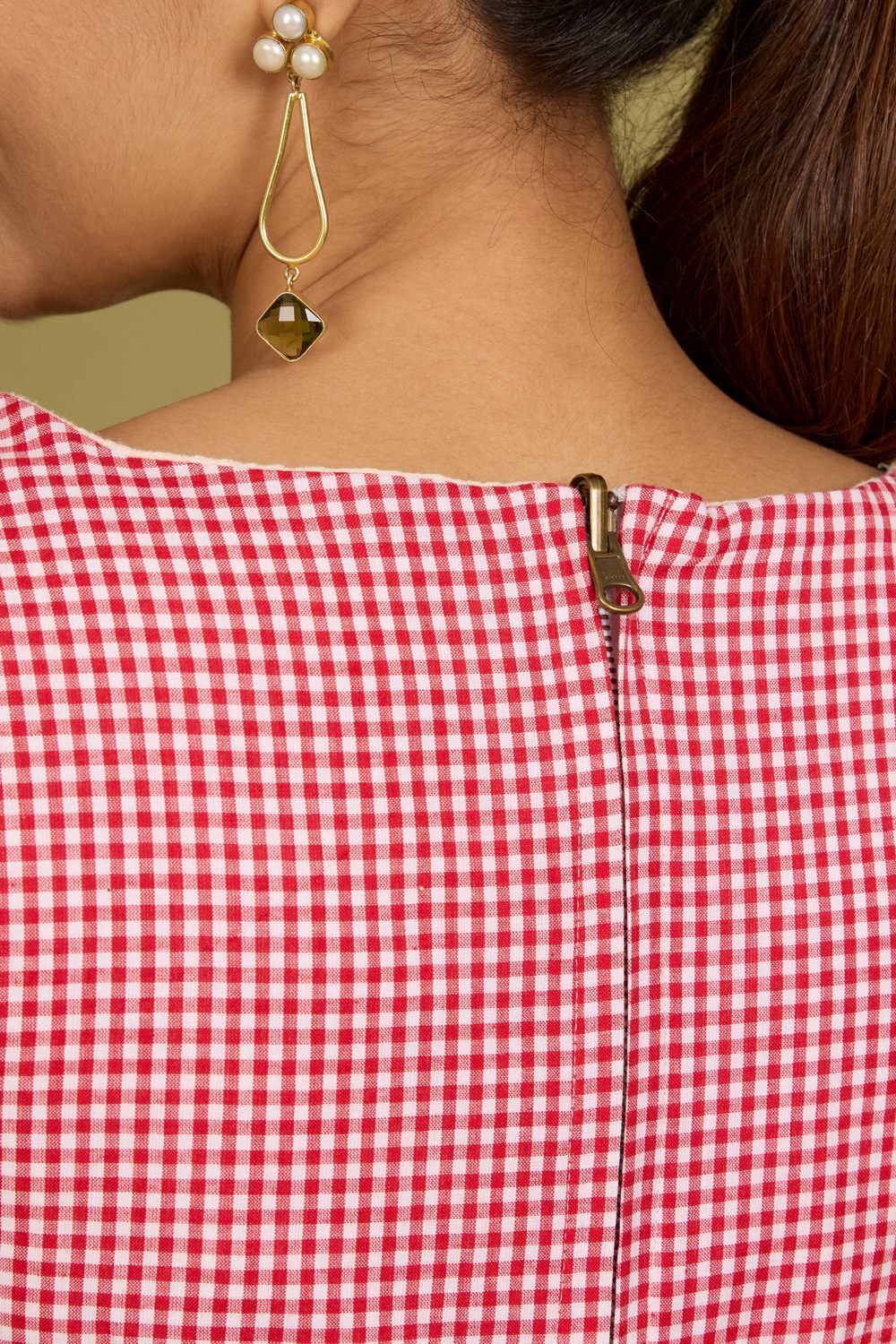 Red Pure Cotton Woven Blouse image number null