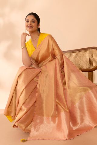 Pink Viscose Tissue Woven Saree