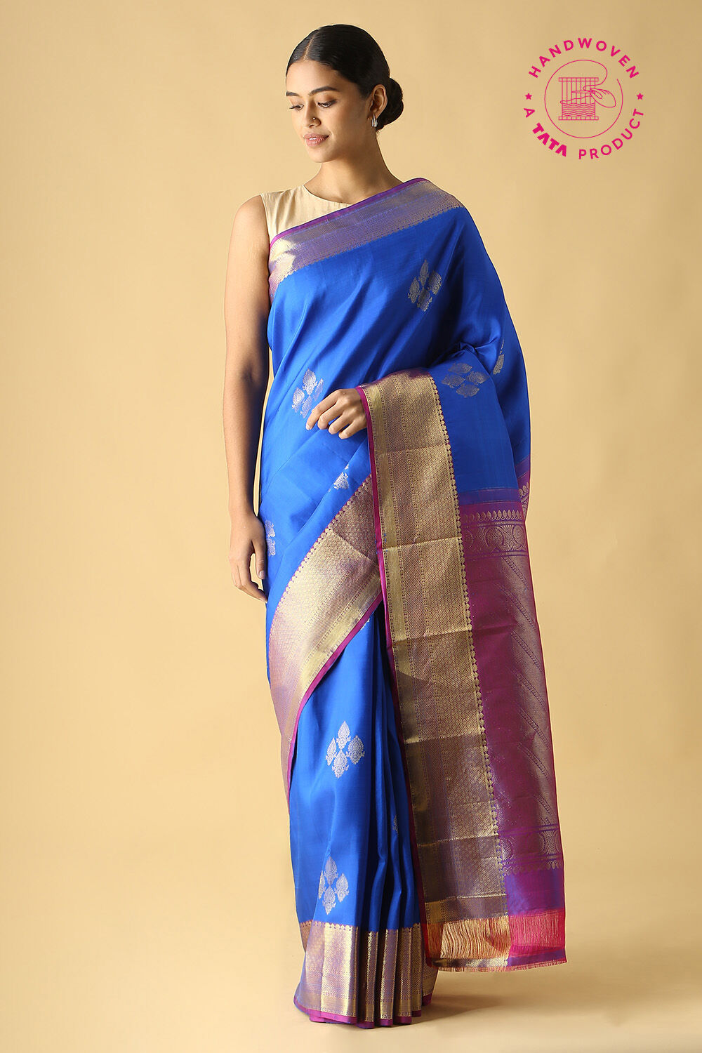 Blue Pure Silk Kanjivaram Saree image number null