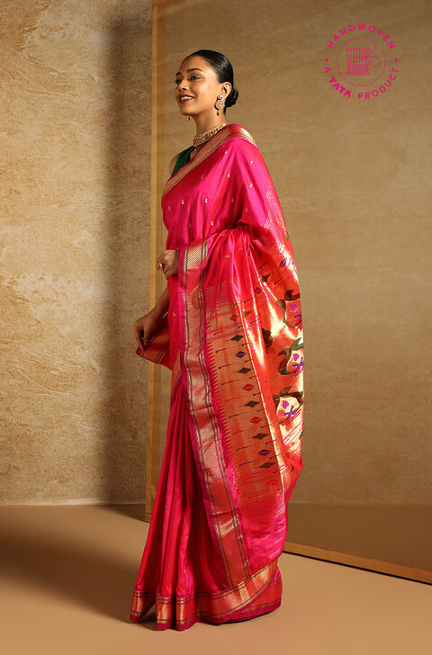 Pink Pure Silk Paithani Saree