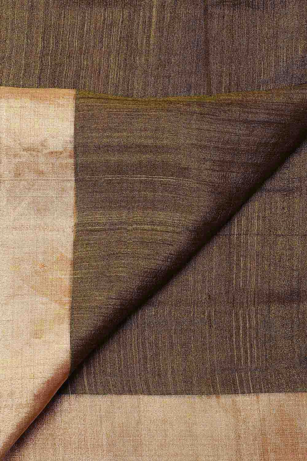 Brown Pure Silk Tussar Printed Saree image number null
