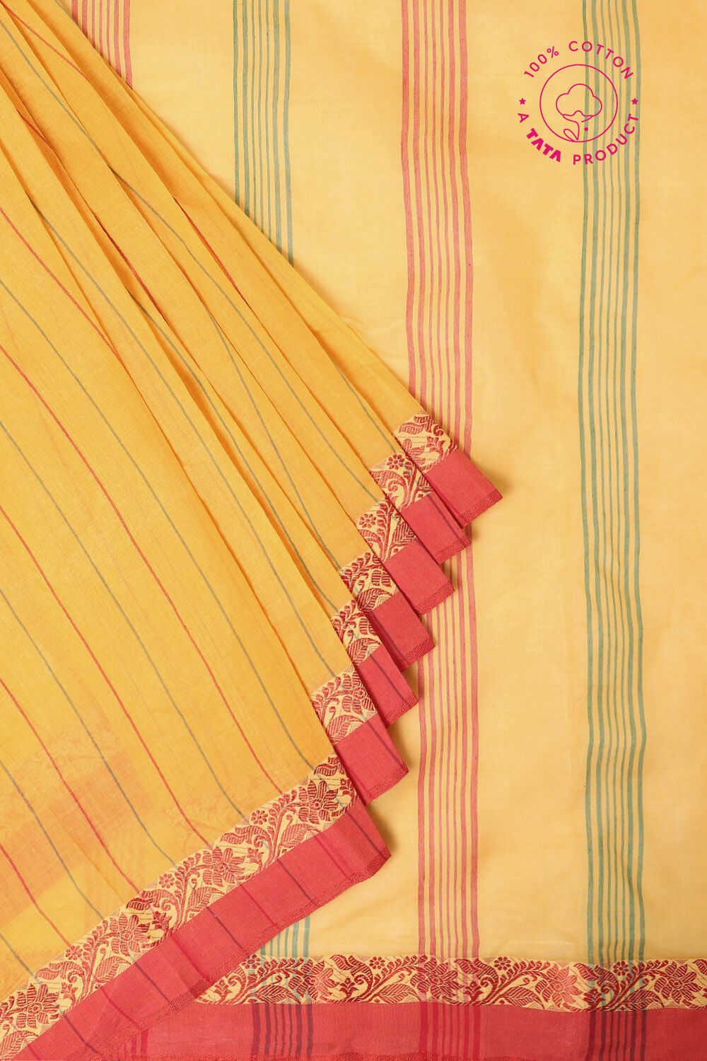 Yellow Pure Cotton Bengal Saree image number null