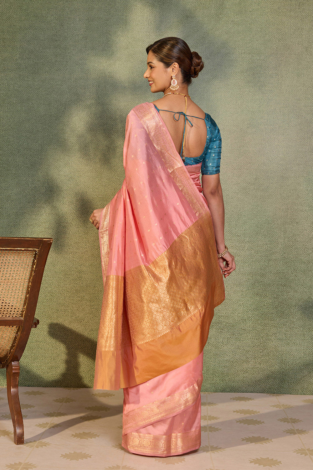 Light Pink Silk Viscose Cutwork Banaras  Saree image number null