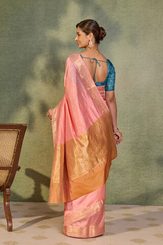 Light Pink Silk Viscose Cutwork Banaras  Saree thumbnail image number null