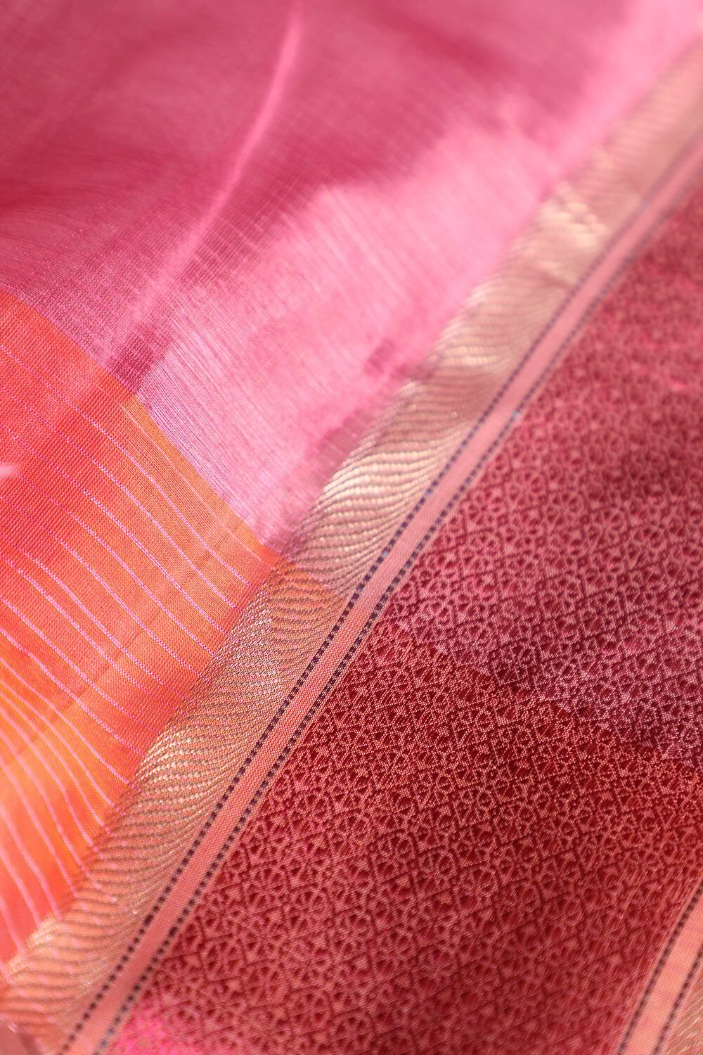 Orange Pure Silk Organza Woven Maheshwari Saree image number null