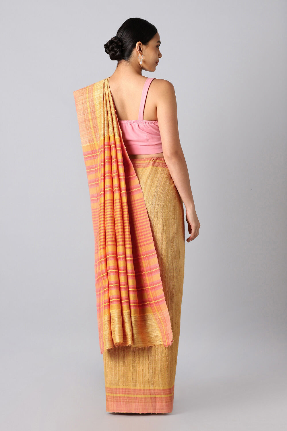 Yellow Pure Tussar Silk Bhagalpuri Saree image number null