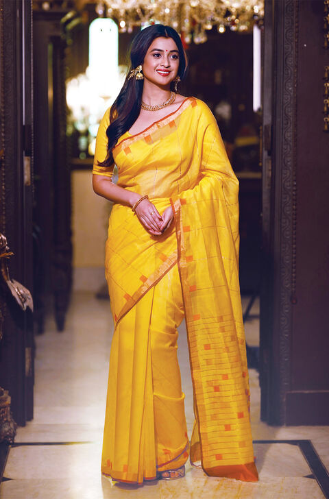 Yellow Bengal Pure Silk Cotton Jamdani Saree