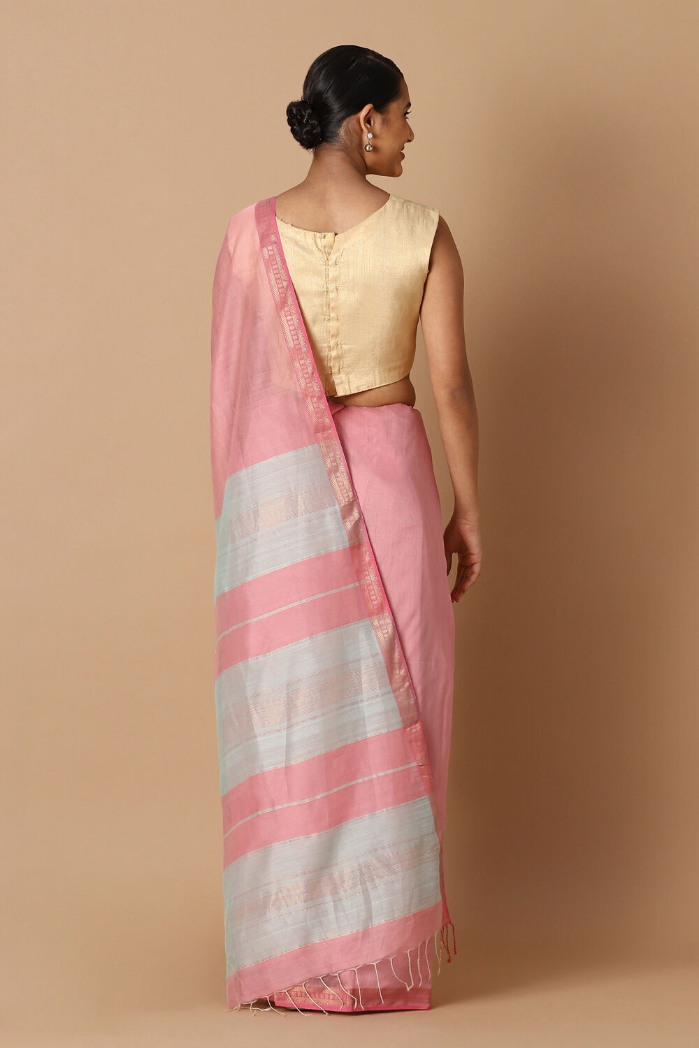 Pink Pure Silk Cotton Maheswari Saree image number null