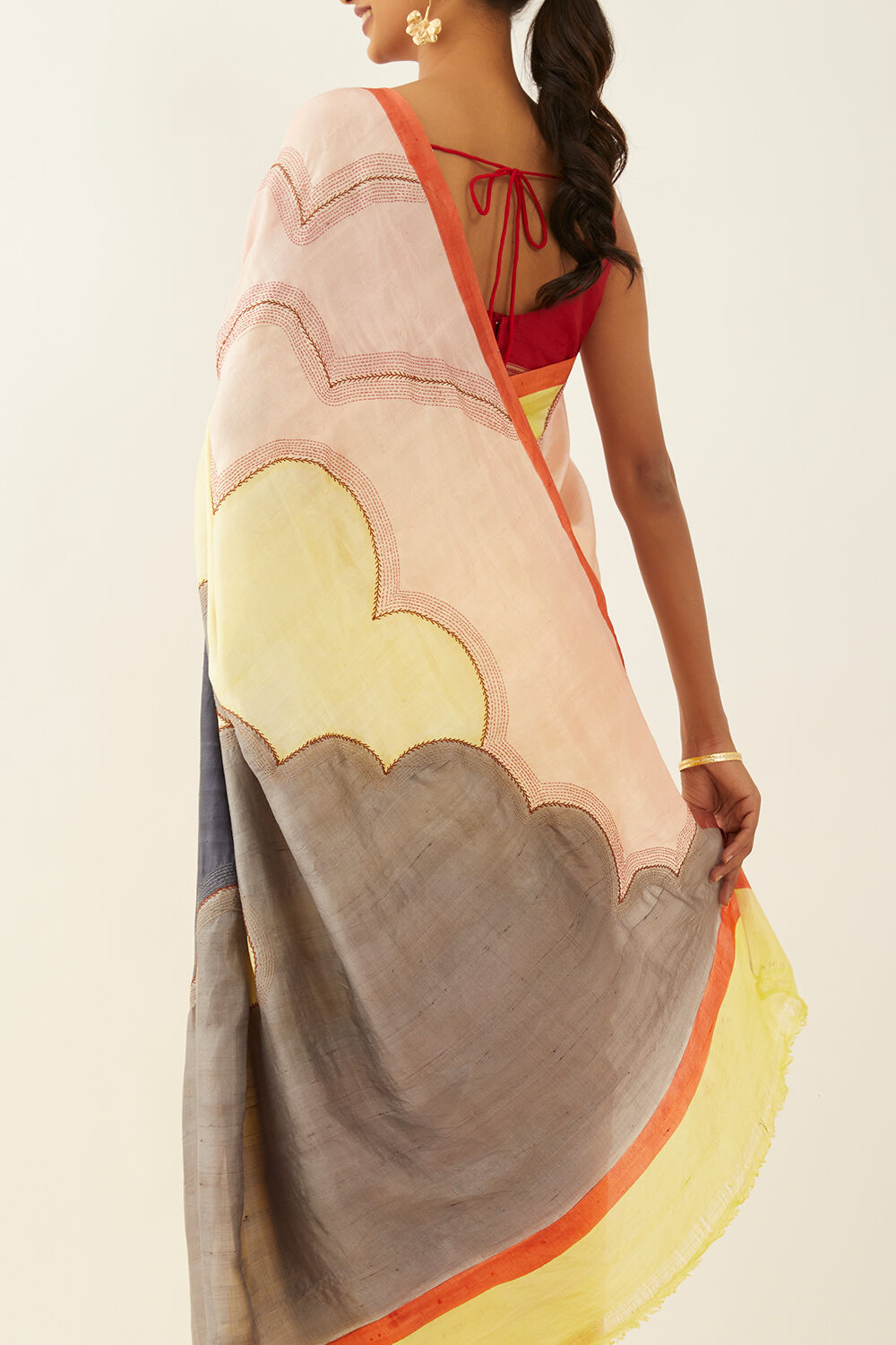 Yellow Pure Silk Hand Paint Saree image number null