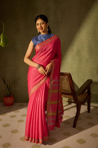 Pink Bhagalpur Woven Silk Viscose Saree image number