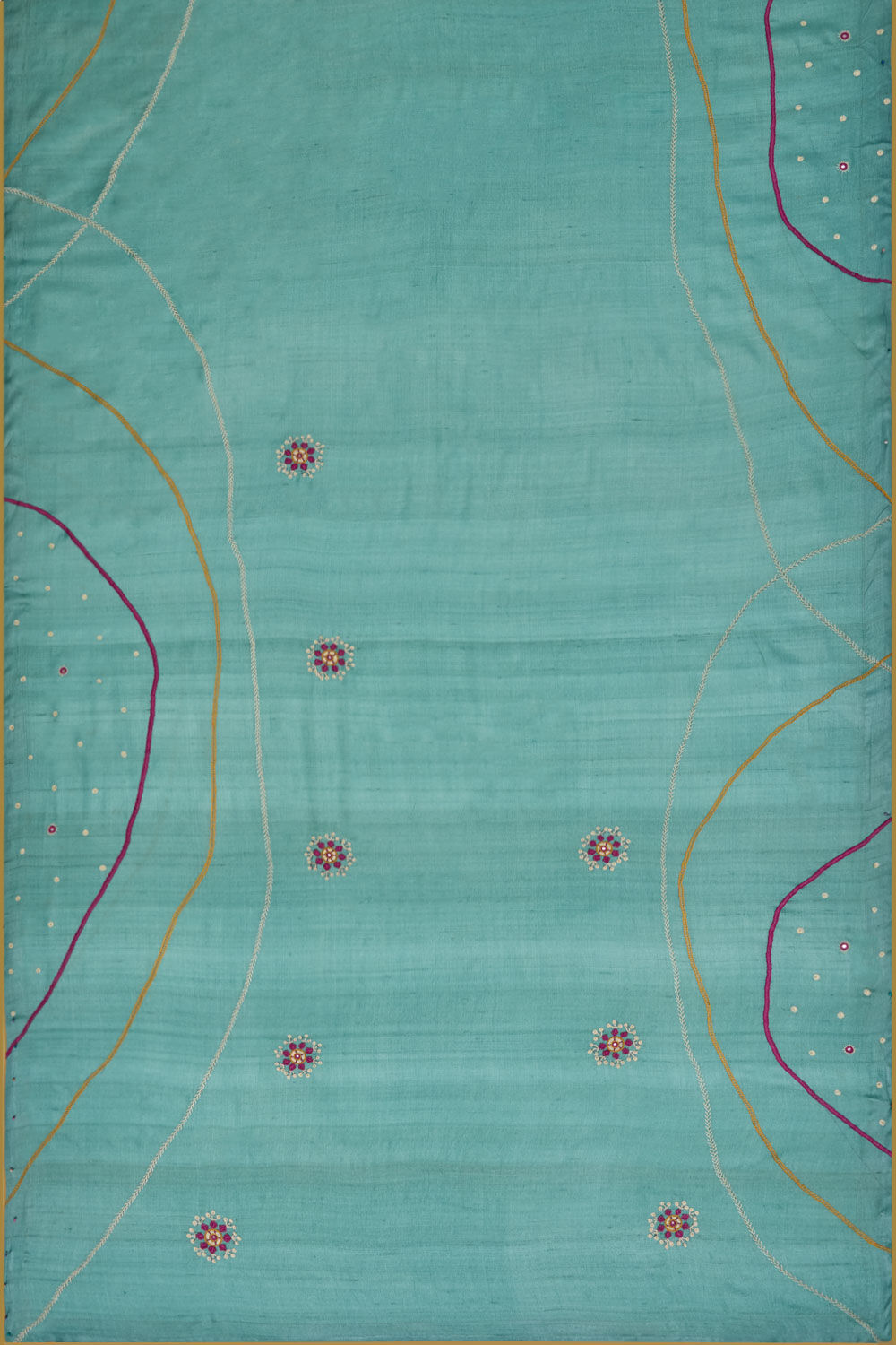 Green Gujarat Pure Tussar Silk Embroidered Saree image number null